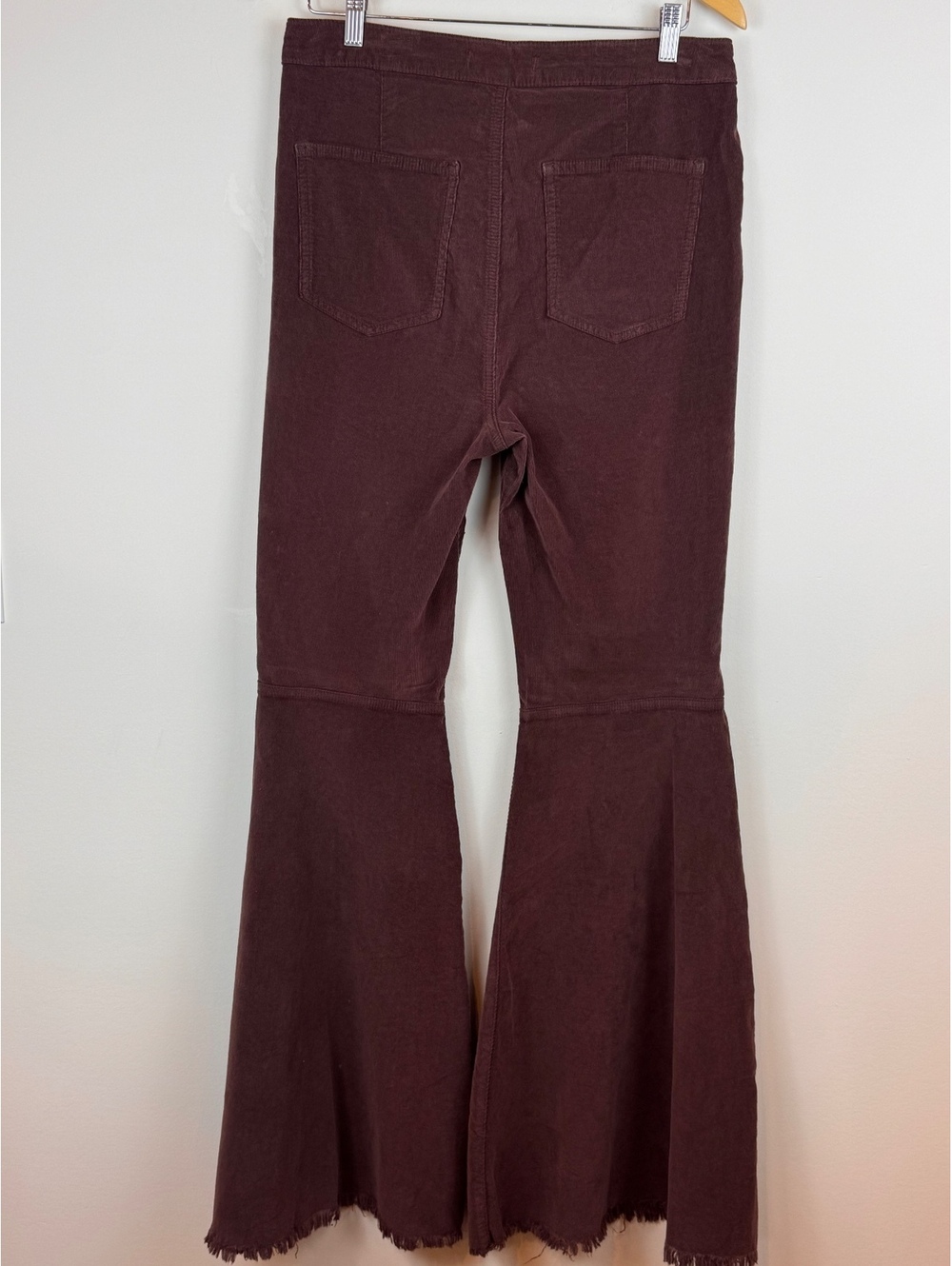 Free People Just Float On Corduroy Flare Pants Plum Size 30 Raw Hem Boho - Picture 6 of 13